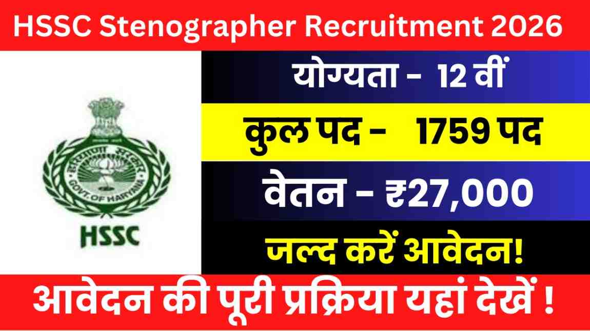 HSSC Stenographer Recruitment 2026