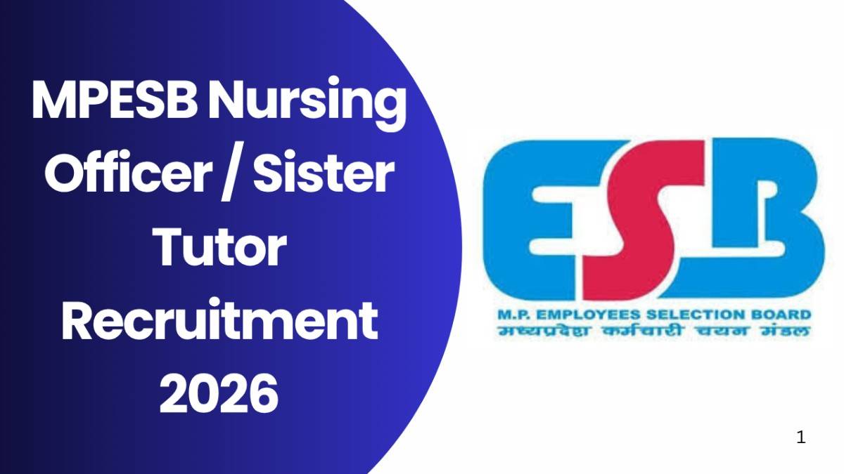 MPESB Nursing Officer Sister Tutor Recruitment 2026